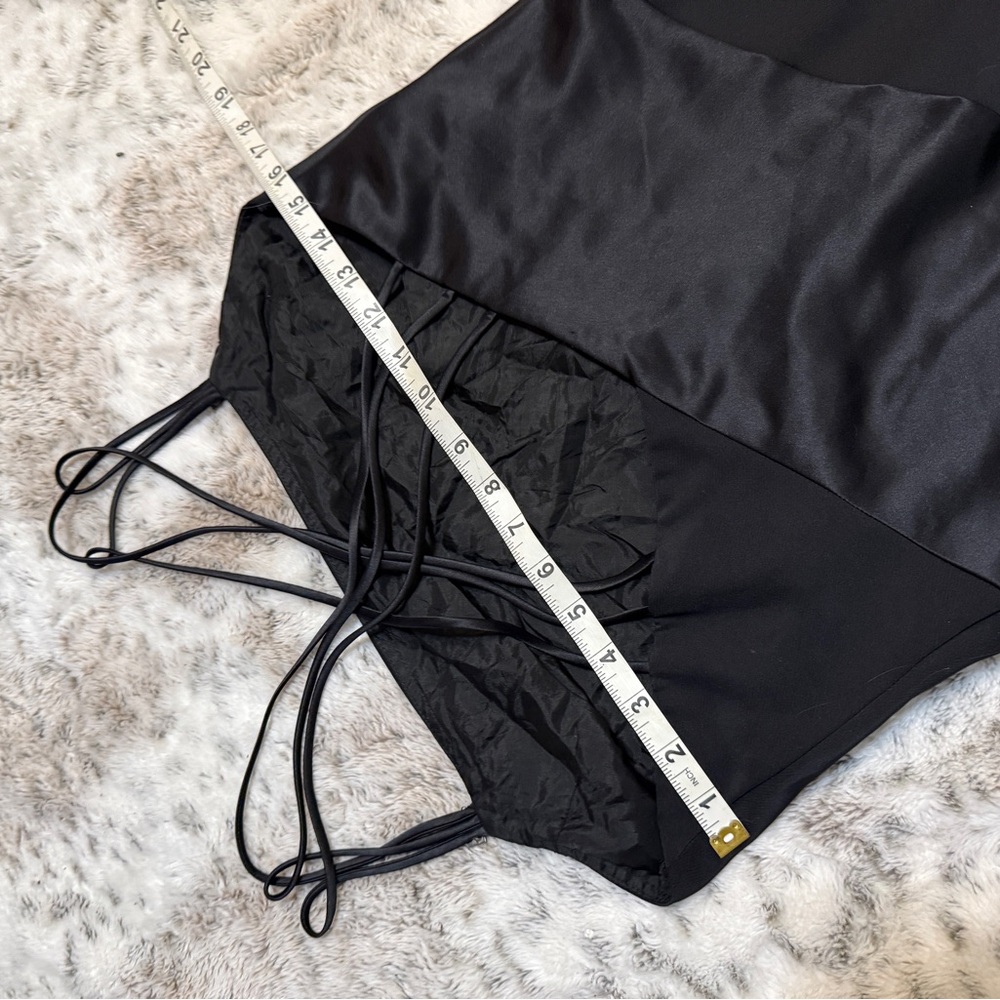 Vintage Cachet Gemstone Embellished Strappy Asymmetrical Hem Satin 90's Dress - Picture 11 of 13